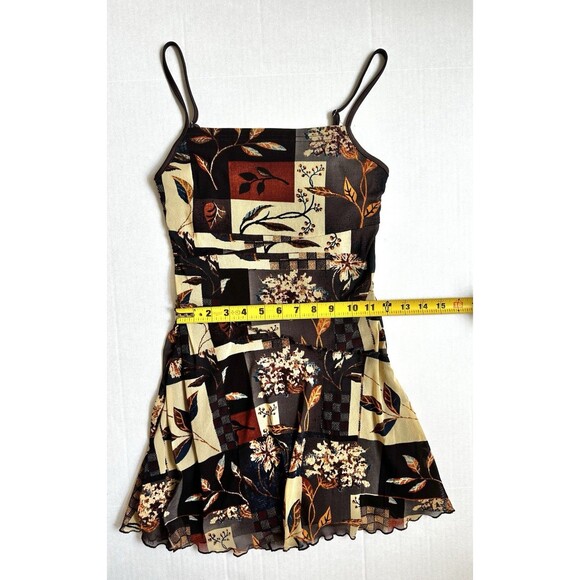 Cider Mini Dress Top Patchwork Floral Mesh Lined Straps Women’s XS/S Y2K Fairy - Picture 4 of 8